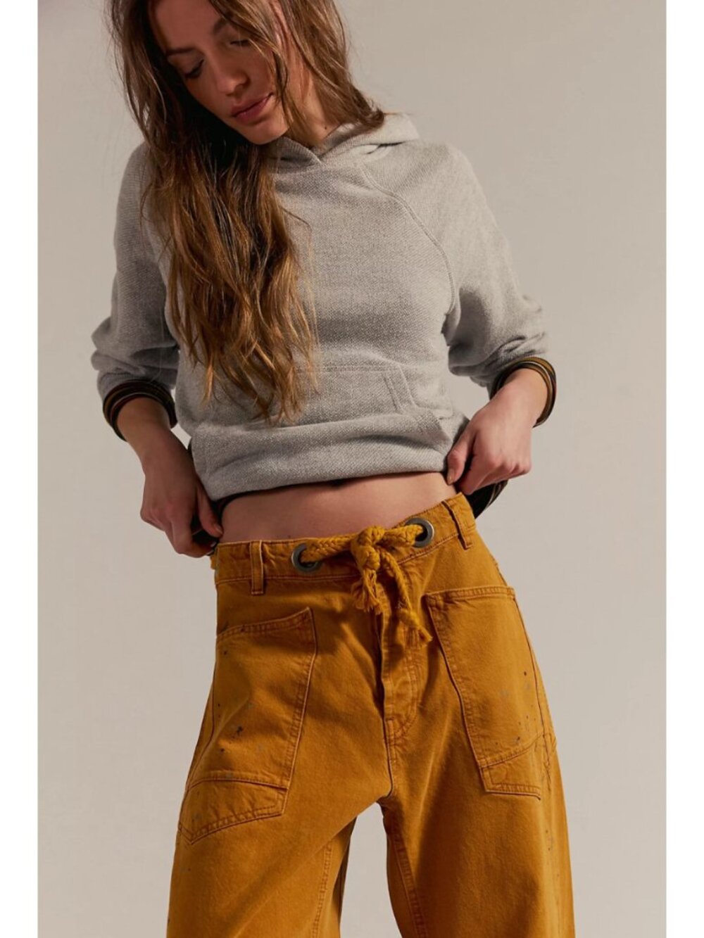 NWT Free People We The Free Moxie Pull-On Barrel Jeans Tangerine Peel 27